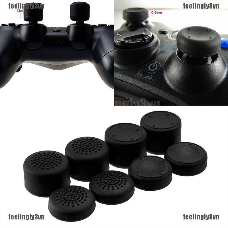 ❤ADA❤ 8 đầu bọc nút cho tay cầm màu đen Silicone cho PS4 Game Analog Controller TO
