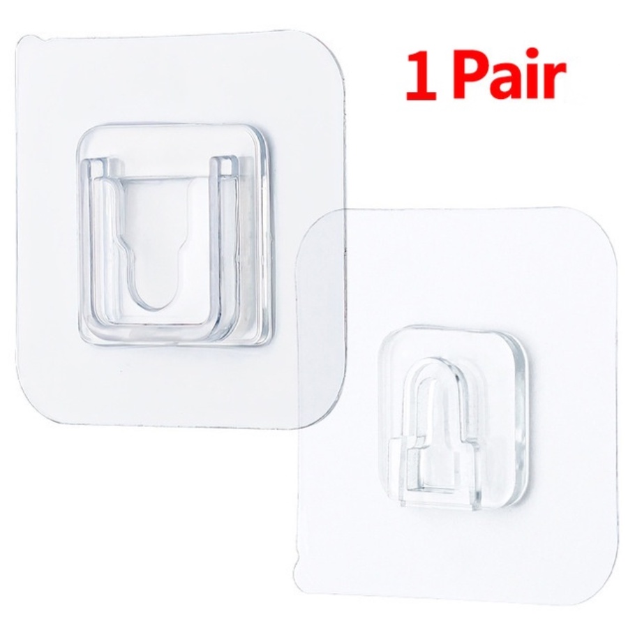 1 Cặp Móc Treo Đồ Dán Tường Hai Mặt Có Thể Tái Sử Dụng
