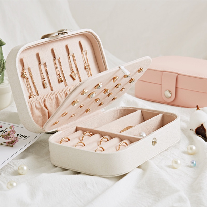 Hộp đựng trang sức bằng da thiết kế đơn giản phong cách Hàn Quốc