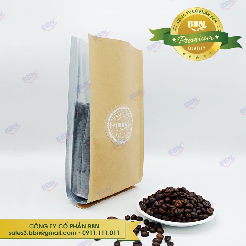 1kg túi 4 biên giấy hông trong 14x30 đựng 500g cà phê