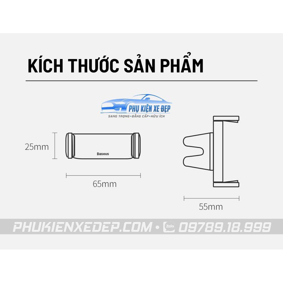 Giá đỡ điện thoại ô tô ⚡FREESHIP⚡ Baseus kẹp cửa gió | Thiết kế hợp kim sang trọng, nhỏ gọn chắc chắn