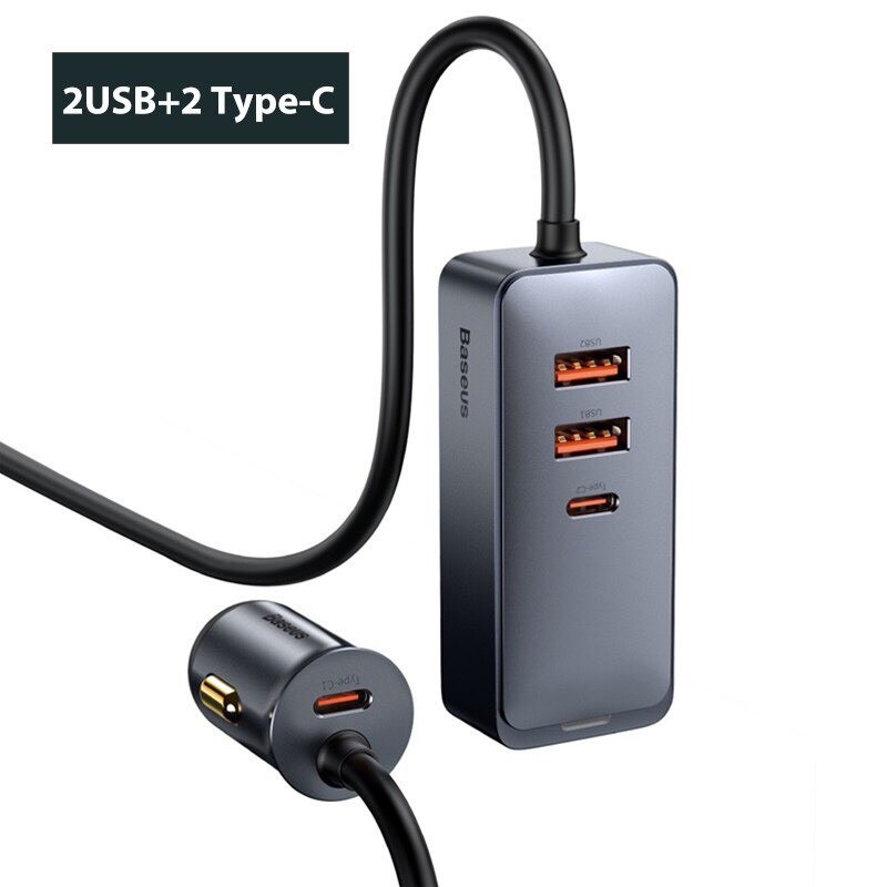 Tẩu sạc siêu nhanh 120W Baseus Share Together PPS multi-port Fast charging car charger with extension cord (30W * 4)