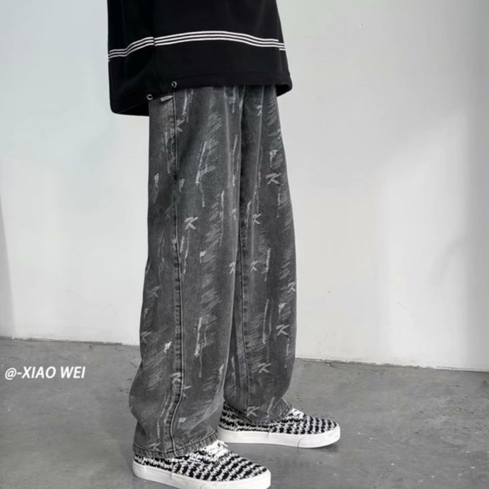 Quần Denim Ống Rộng Thời Trang Đơn Giản Dễ Phối Đồ Cho Nam quần baggy jean from rộng quần jean nam kiểu dáng hàn quốc fashion Quần ống suông