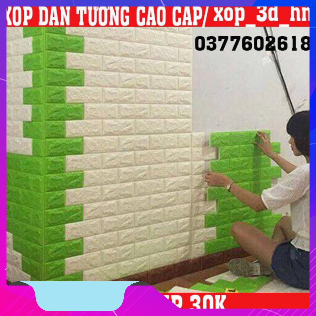 MIẾNG XỐP DÁN TƯỜNG 3D CHỐNG ẨM CÁCH ÂM CÁCH NHIỆT KT 70cm x 77cm DÀY 3MM