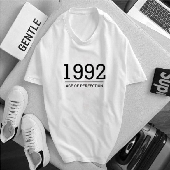 Áo phông màu TRẮNG in năm sinh 1990,1991,1992,1993,1994  [FREESHIP] Áo unisex,vải cotton xịn | BigBuy360 - bigbuy360.vn