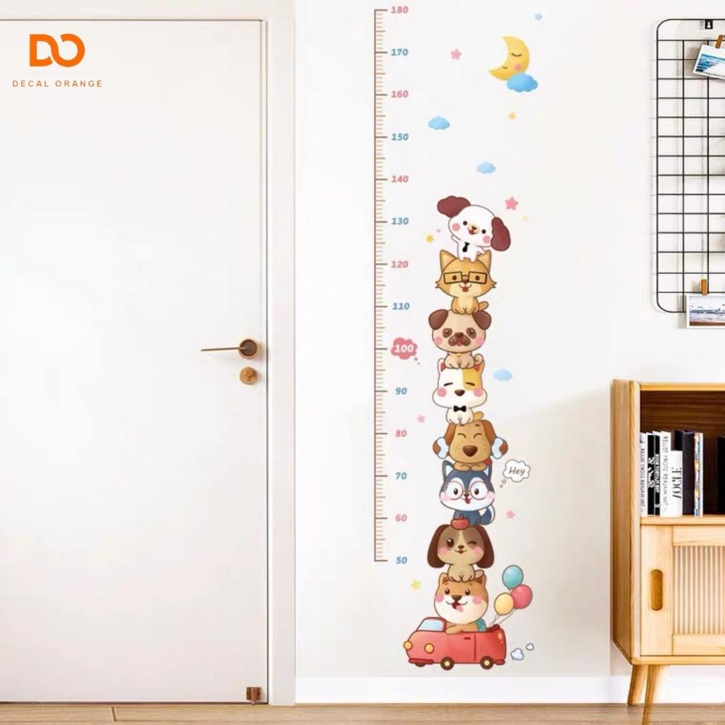Decal dán tường thước đo chiều cao tinh nghịch, Giấy dán tường trang trí phòng ngủ tủ quần áo