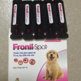 1 hộp ( 5 ống ) NHỎ GÁY FRONIL SPOT ĐẶC TRỊ VE -RẬN - BỌ CHÉT CHÓ từ 2 đến 10kg