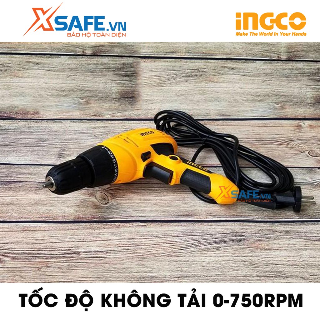 Máy khoan cầm tay INGCO ED2808 280W, tốc độ 750v/p, đầu khoan tự động 10mm, chức năng đảo chiều, dây cáp dài 4m