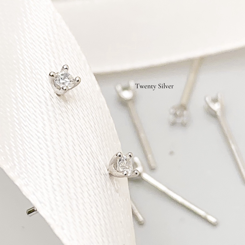Khuyên Tai Bạc Nụ Tiny Đính Đá BTARG6113. Bông Tai Trang Sức Bạc 20Silver