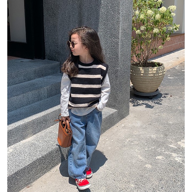 Áo gile len cho bé gái, bé trai từ 8-30kg len đan phong cách Hàn mịn dày ấm chính hãng Ambb kids mã X051