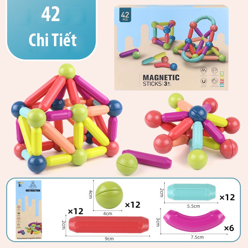 Đồ Chơi Ghép Hình Nam Châm Từ Tính Freeship Đồ chơi lego Giúp Bé Sáng Tạo, Phát Triển Tư Duy Không Gian