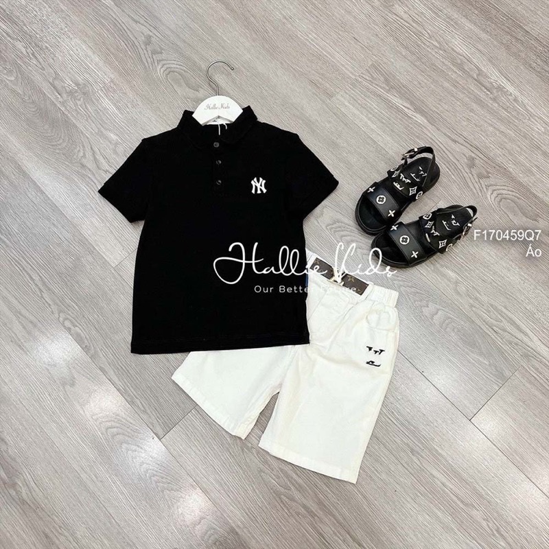 Áo thun polo cổ bẻ ngực thêu logo tay con a1704