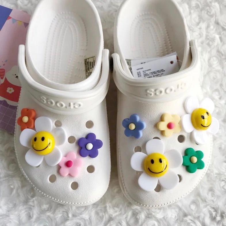 Set 8 Ghim Cài Trang Trí Giày Tạo Hình Hoa Hướng Dương/Quả Trứng/Hoa Hướng Dương Thời Trang Hàn Quốc Cho Nữ