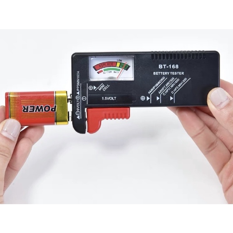 Máy test kiểm tra dung lượng pin đầu kẹp AA/AAA/C/D/9V/1.5V đo hiệu điện thế hiển thị mức độ dưới dạng đồng hồ