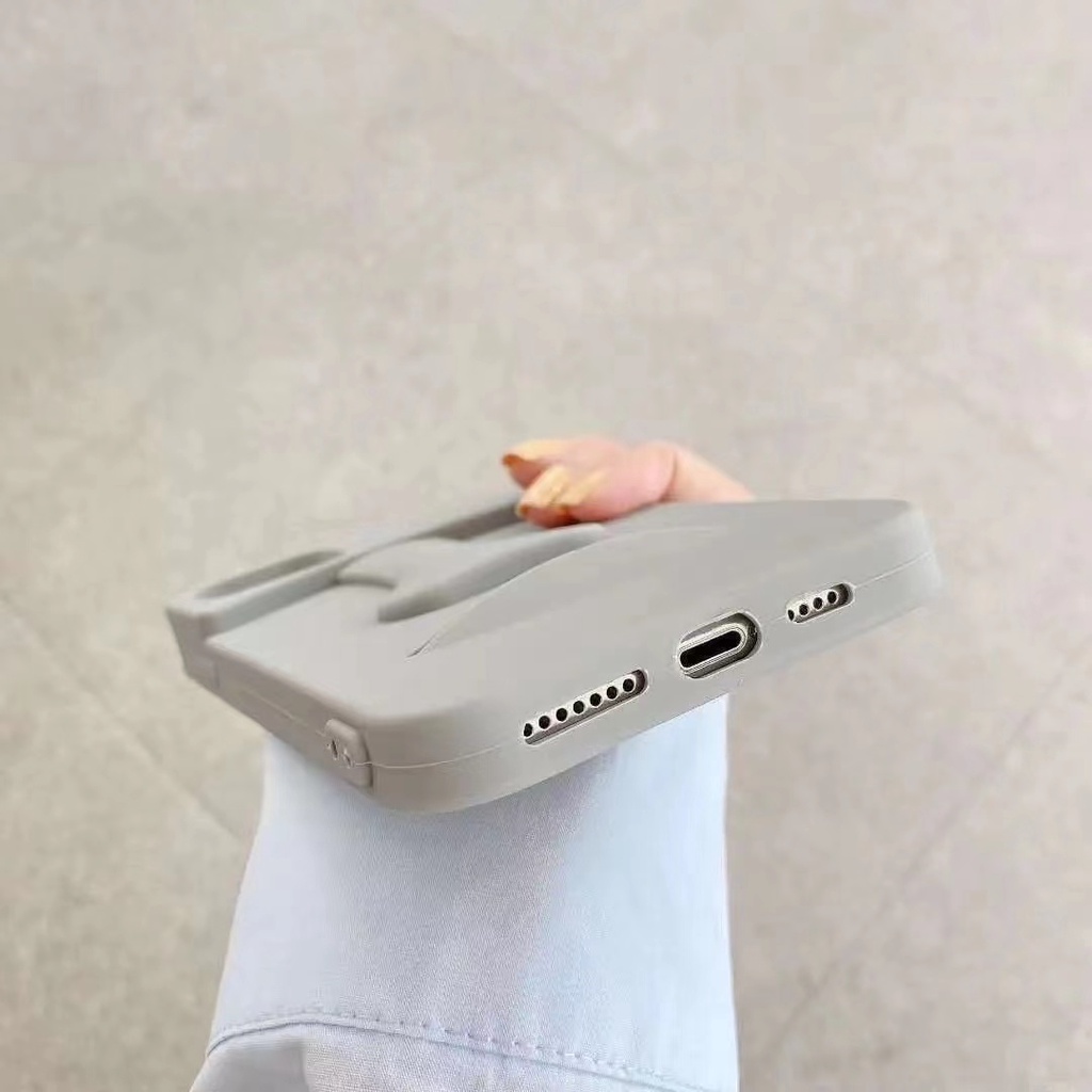 Ốp Điện Thoại Silicon Dẻo Màu Xám Họa Tiết Vân Đá 3D Độc Đáo Chống Sốc Cho iPhone 14 / 13 / 12 / 11 / X / 8 / 7P