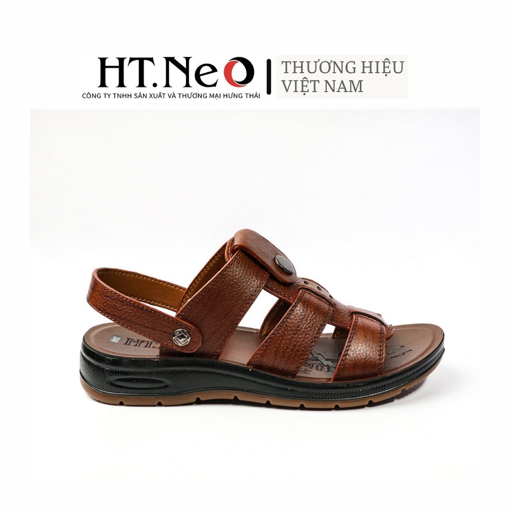 Sandal nam HT.NEO 100% da bò tự nhiên, kiểu dáng nổi bật, đế kếp 3,5cm quai da siêu bền chắc