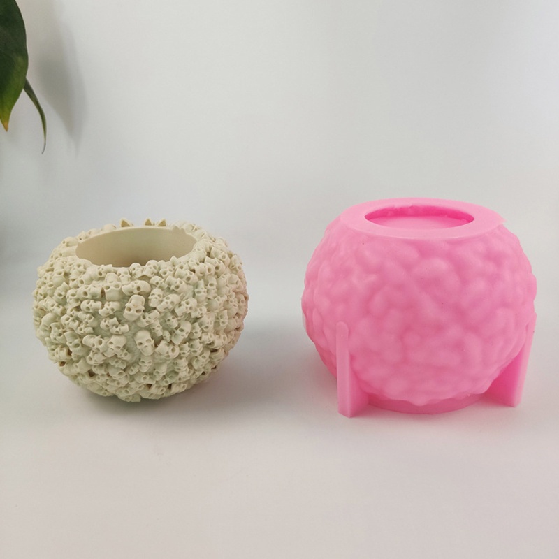 Sa Khuôn Silicon Làm Chậu Hoa Hình Đầu Lâu Trang Trí Halloween