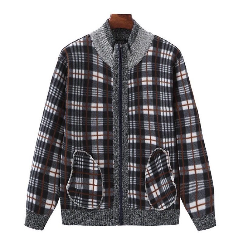 Áo khoác len lót lông siêu dày ấm áp cho người già trung niên