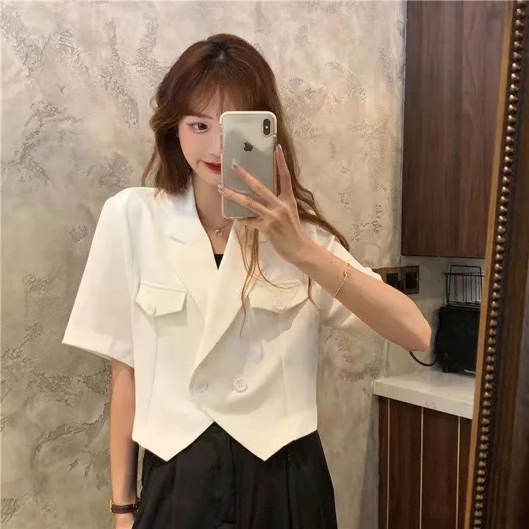 Áo Khoác Vest Tay Ngắn Dáng Rộng Thời Trang Xuân Hè Dành Cho Nữ