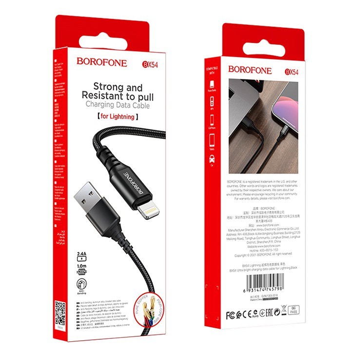 Dây Cáp Sạc Nhanh Typec/ Lightning / Mirco Borofone BX54 | BigBuy360 - bigbuy360.vn