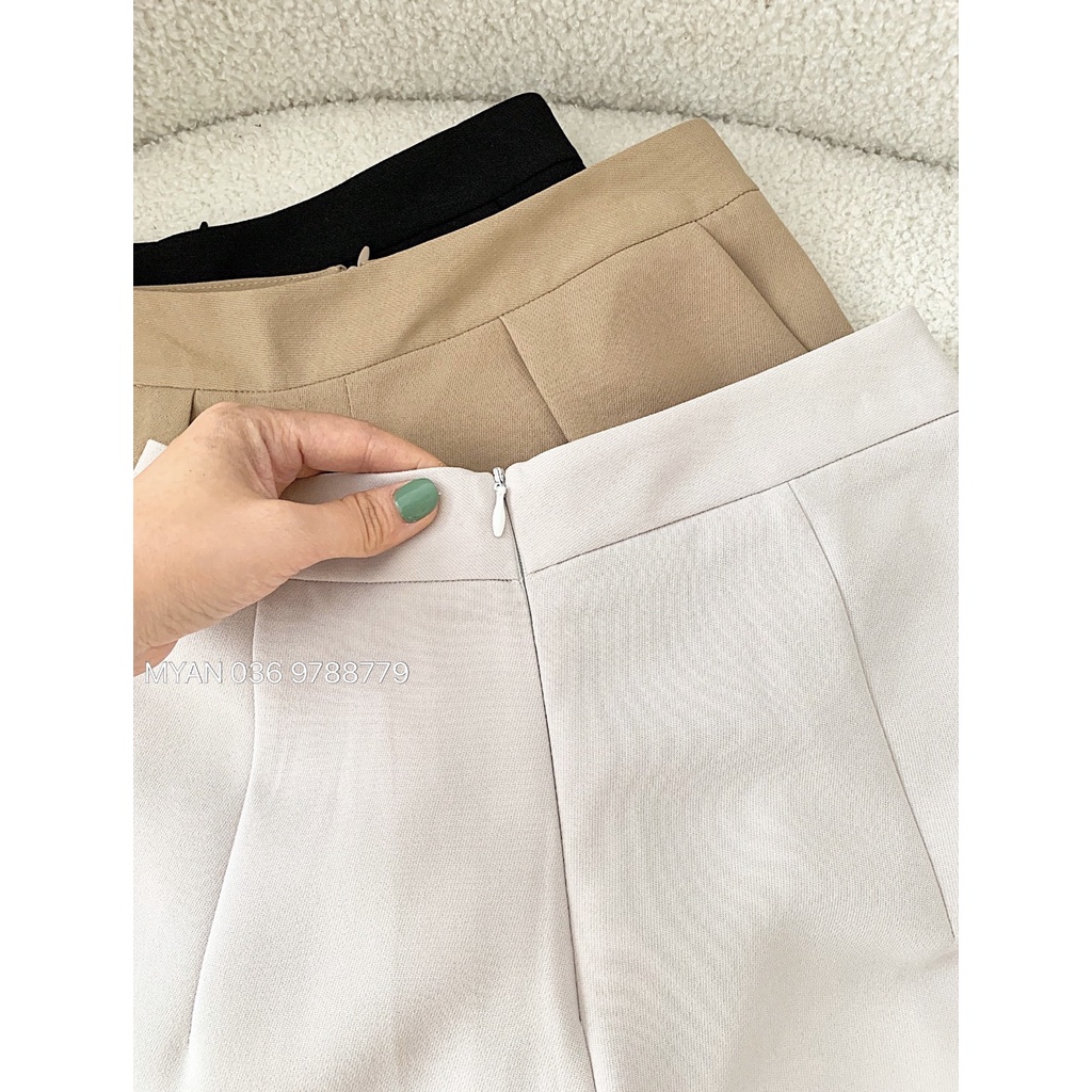Quần Baggy Cạp Cao Nữ Myan Thiết Kế 1 Ly Khóa Sau Màu Basic (KEM, ĐEN, NÂU) Qvn082201