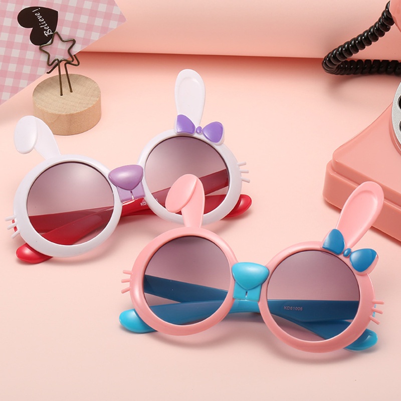 Set 2 Món Kính Mát Cột Nơ In Họa Tiết Hoạt Hình Dễ Thương Cho Bé Gái