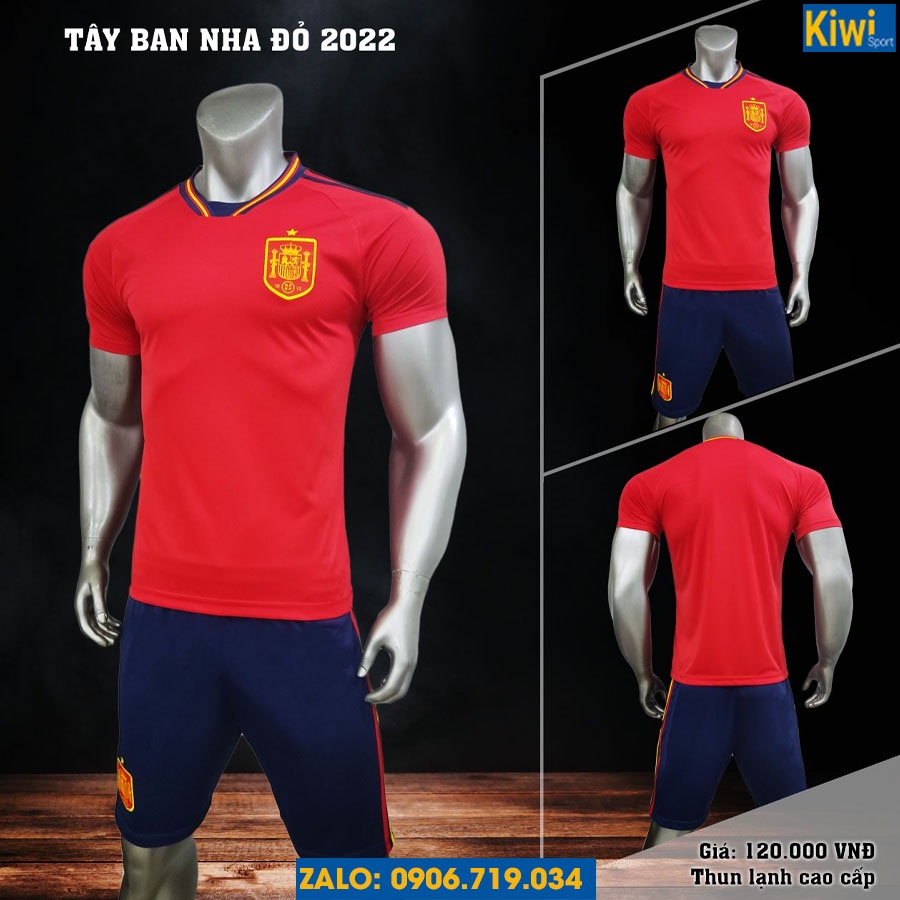 Bộ Áo Bóng Đá Tuyển Tây Ban Nha Full Mẫu Mới Rất Đẹp, Chất Thun Mặc Mát, Cực Kỳ Thoải Mái