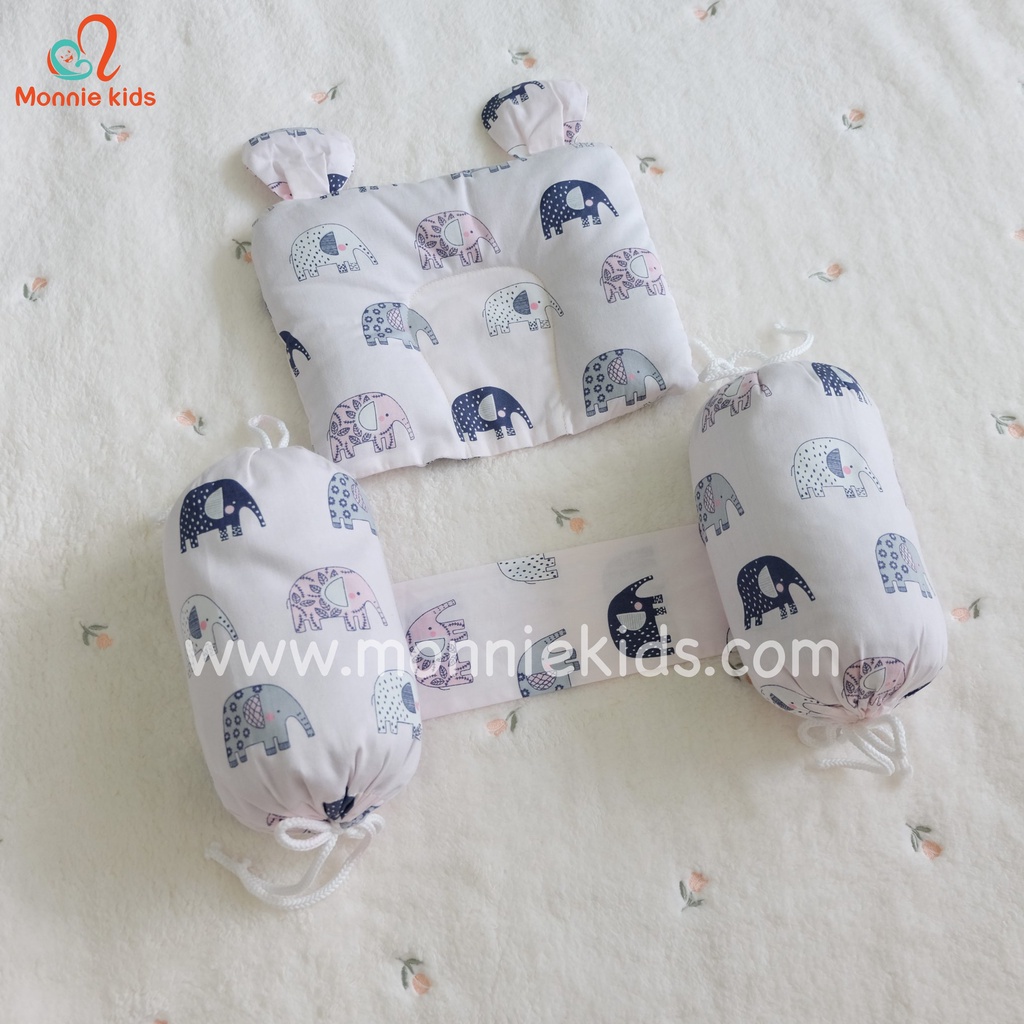 Chặn gối vỏ đỗ cotton MONMON, gối chặn vỏ đỗ an toàn thoáng mát mềm mại cho bé - Monnie Kids