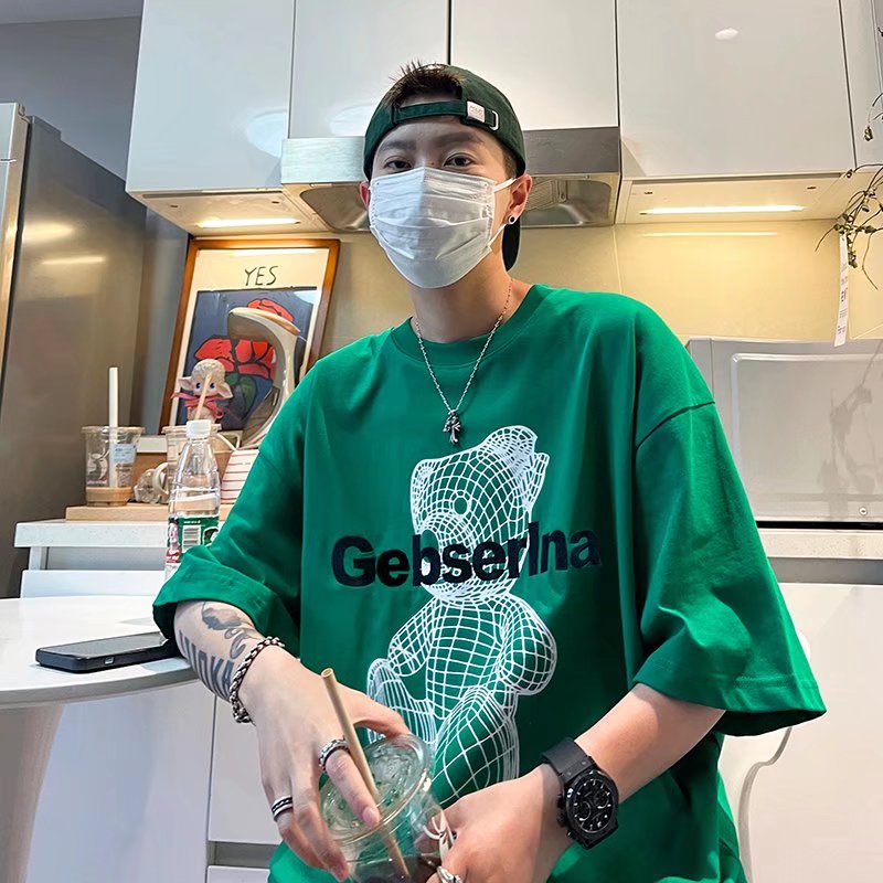 Áo Thun Nam Dáng Rộng In Họa Tiết Hoạt Hình Phong Cách Hip Hop Đường Phố Nhật Bản Cỡ M-5XL