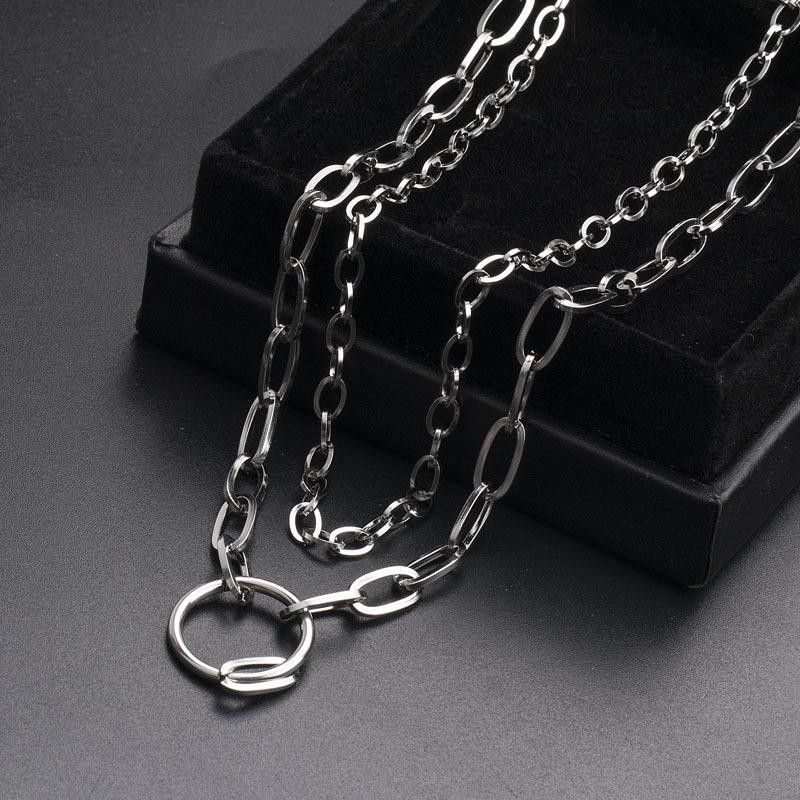 Dây chuyền Vương Nhất Bác vòng cổ xích kết nhẫn tròn phong cách Hàn Quốc Unisex