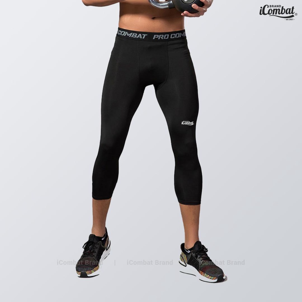 Quần legging lửng Pro Combat Coolmax® ¾ quần thể thao nam ngắn 3/4 full đen