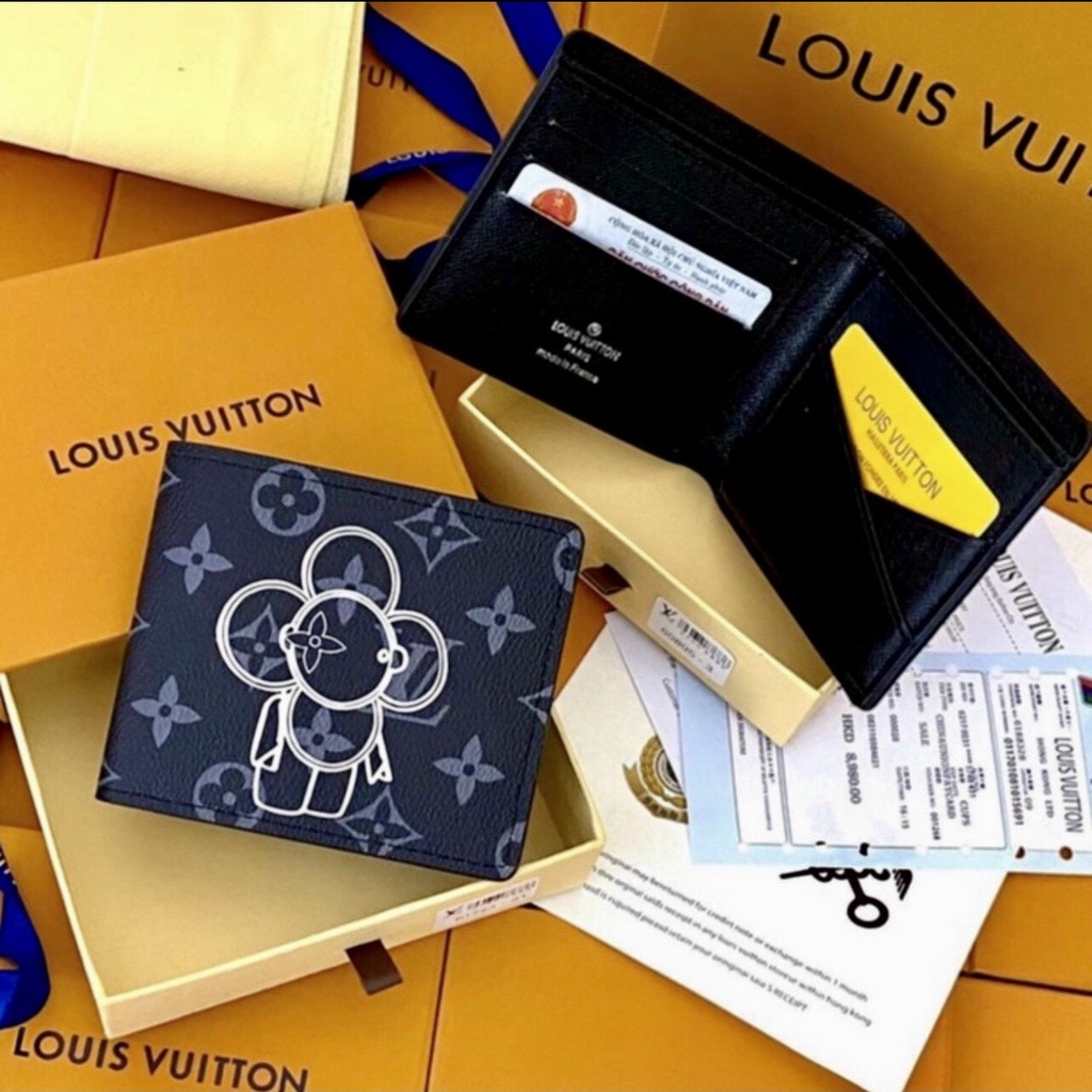 Ví Da Nam Lv In Hình Họa Tiết Cực Bắt Mắt - Ví Gập Lv Phối Họa Tiết Cao Cấp Dành Cho Nam DT STORE MENWEAR
