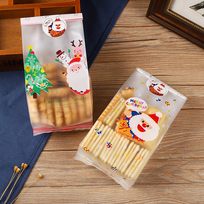Set 50 Túi Đựng Bánh Kẹo Chủ Đề Giáng Sinh Dễ Thương