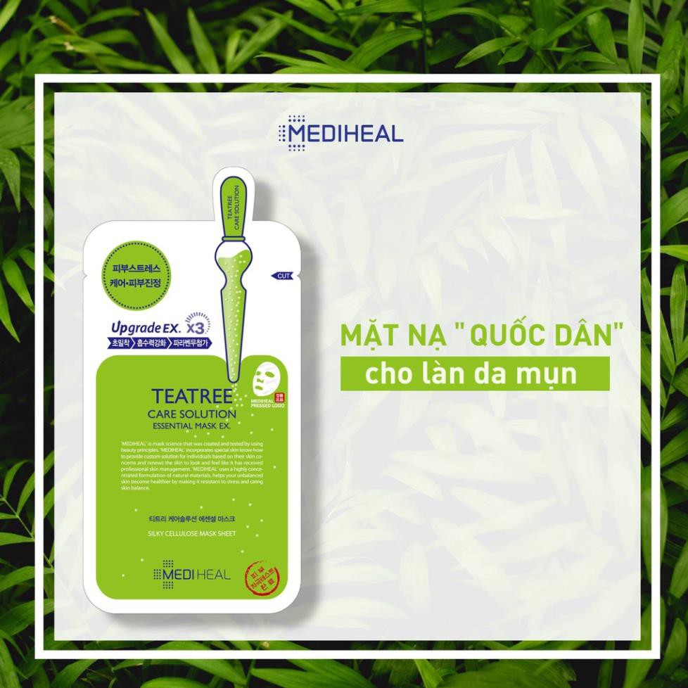Mặt Nạ Mediheal Tràm Trà Giảm Mụn Kiềm Dầu Mediheal Teatree Care Solution Essential Mask EX 24ml