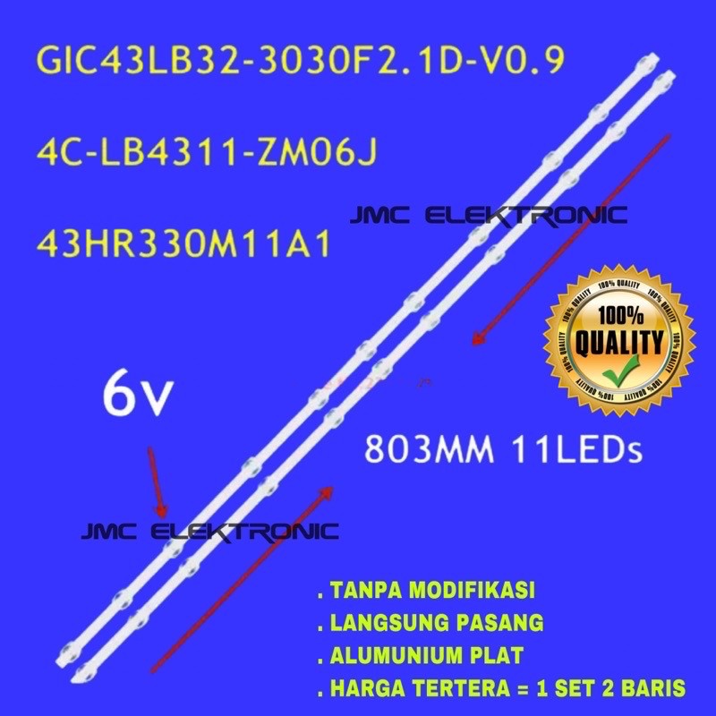 Đèn LED TCL 43A260 43S460 43V2 43F6F 43L2F 43D6 BL TCL 43 INC 11K 6V