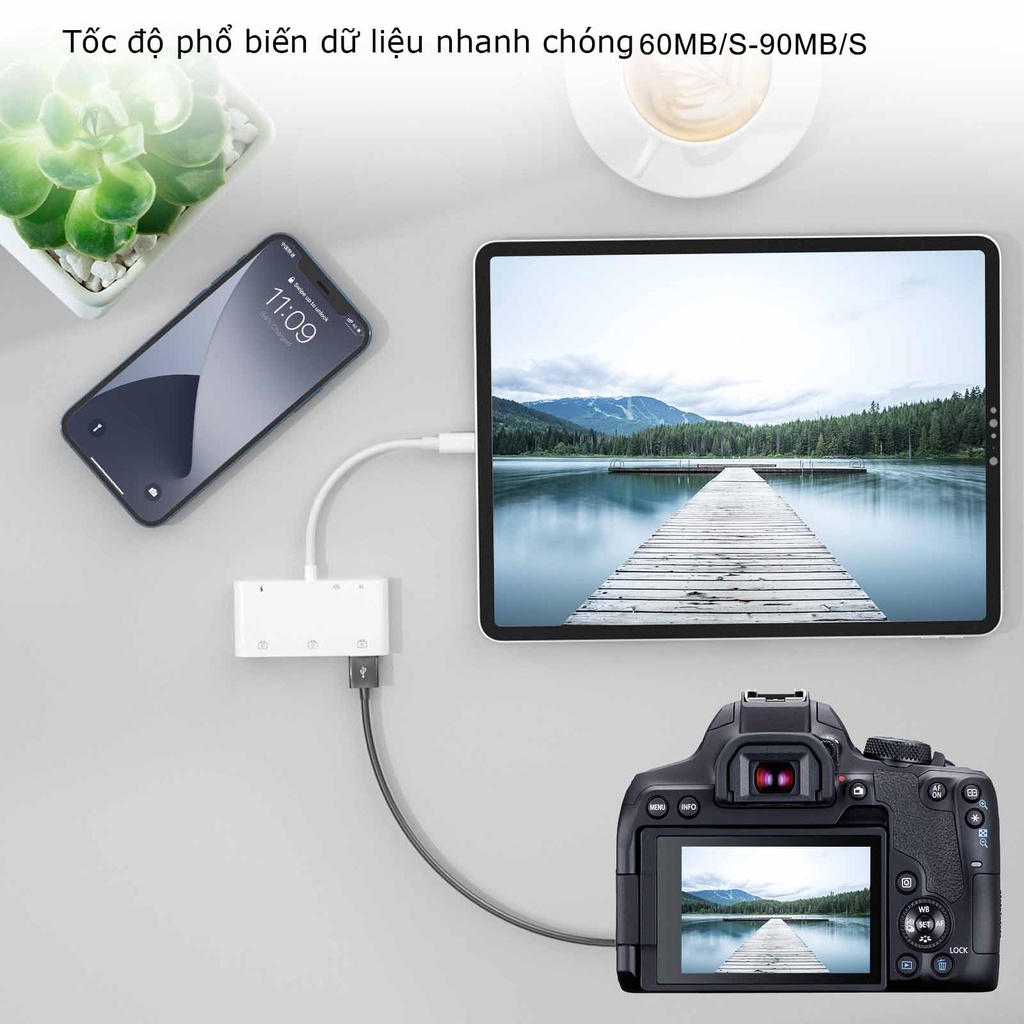 Feinodi USB OTG cổng Bộ chuyển đổi Đầu đọc thẻ nhớ Micro SD/TF/USB 3.0