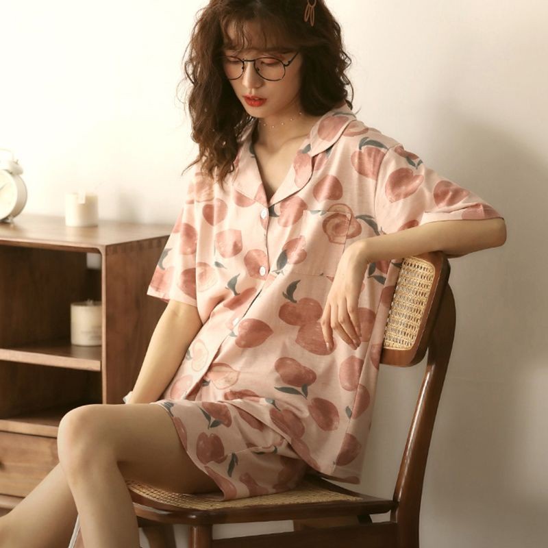 Bộ Đồ Ngủ Tay Ngắn Dáng Rộng Vải Cotton In Hình Gấu Dễ Thương Thời Trang Mùa Hè Cho Nữ 200kg | BigBuy360 - bigbuy360.vn