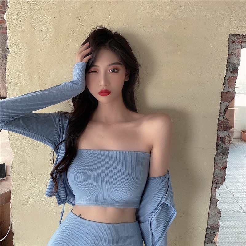 Set áo váy len 3 món Ulzzang