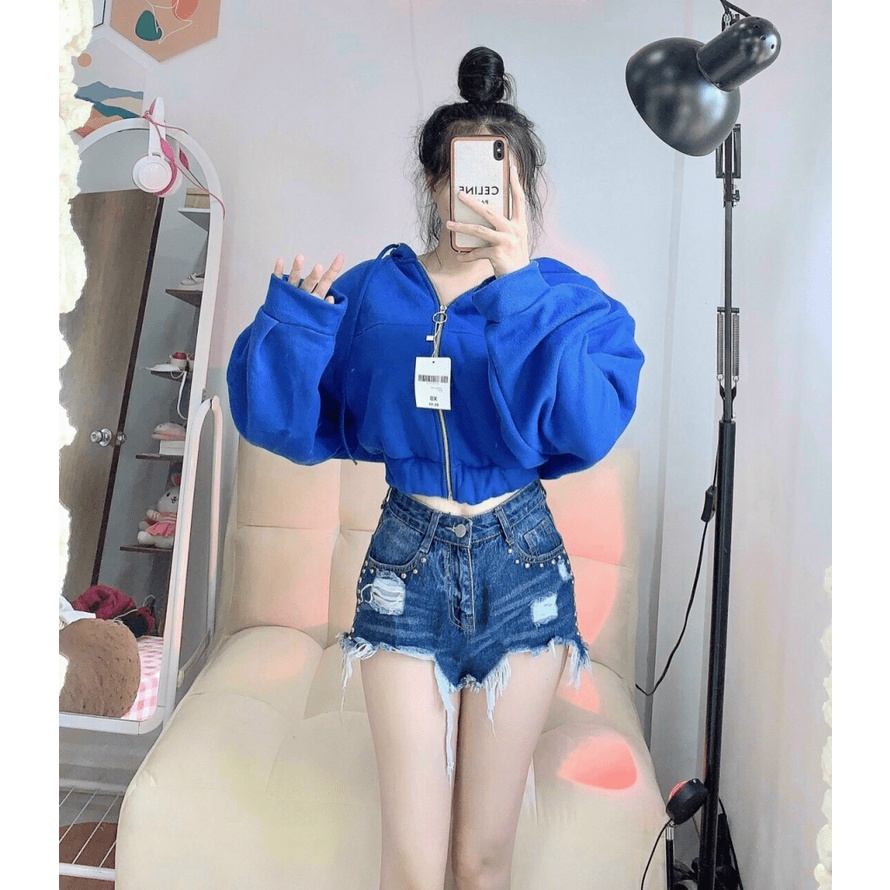 Áo Khoác Hoodie Khóa Kéo Form Lửng Chất Nỉ Ngoại Dày Dặn HOT