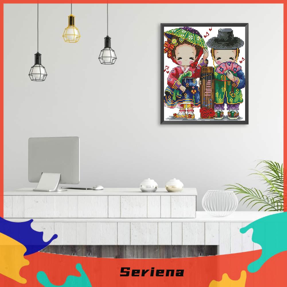 Tranh thêu chữ thập DIY 2 sợi cotton sinh học 14CT vải canvas hoạt hình thủ công dành cho trang trí nhà cửa