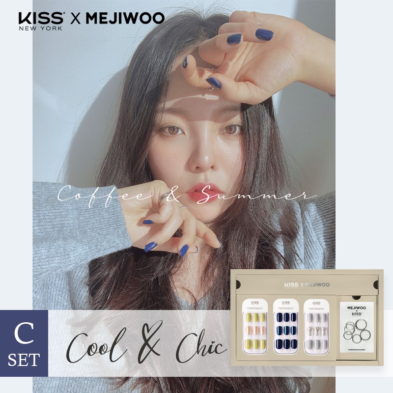 [KISS NEW YORK X MEJIWOO]  Collaboration Box Set C Cool & Chic Bộ Sản Phẩm Móng Tay - 4 Món