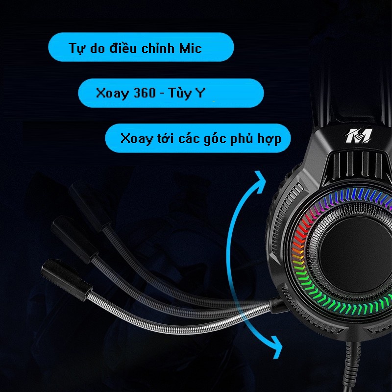 Tai nghe gaming có MIC, LED Headset Pro HS705 nghe siêu bass jack 3.5 cổng USB dùng cho PC/Lap TOP