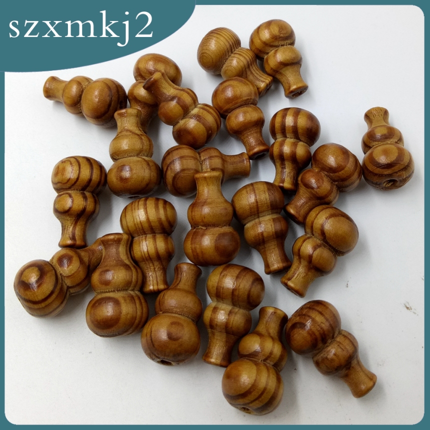 Set 25 hạt gỗ hình bầu hồ lô đường kính 27mm dùng làm trang sức thủ công