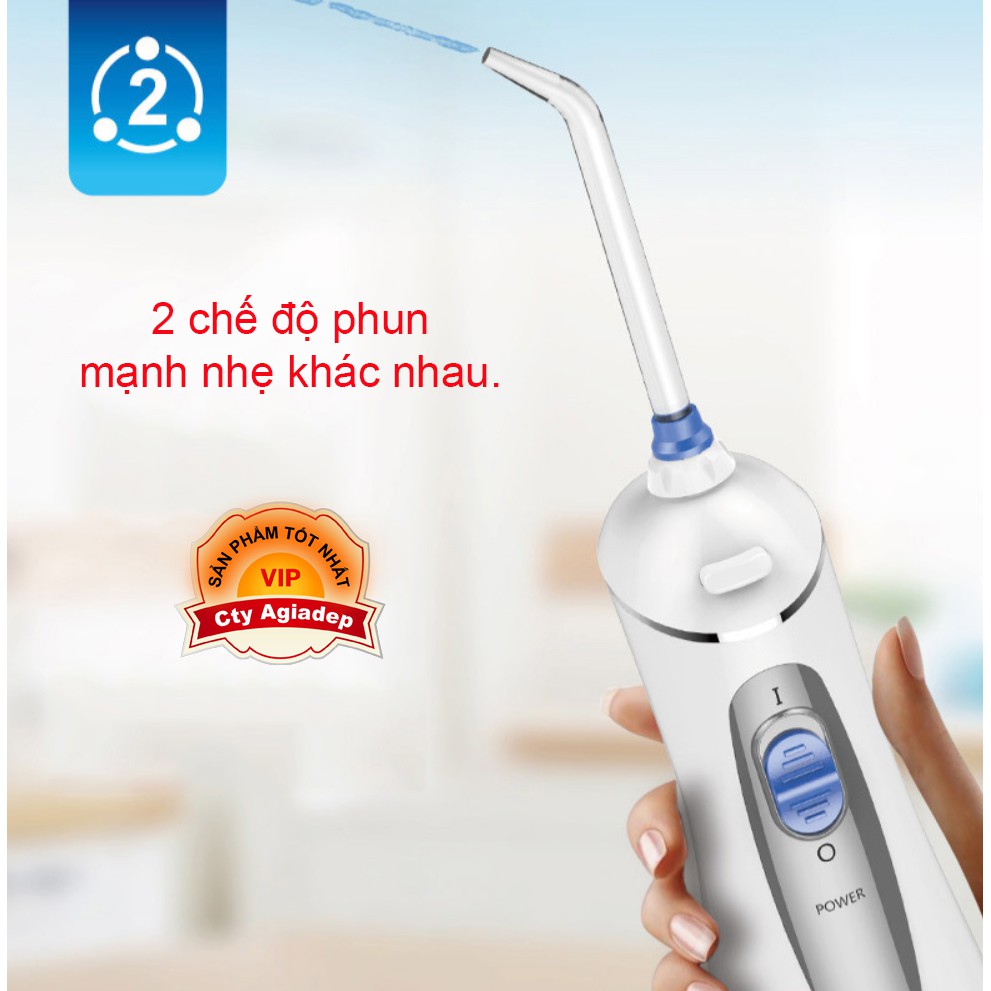 Máy tăm nước chăm sóc răng miệng hàng xịn Bản Châu Âu Pin sạc không dây - Waterpulse Series 4