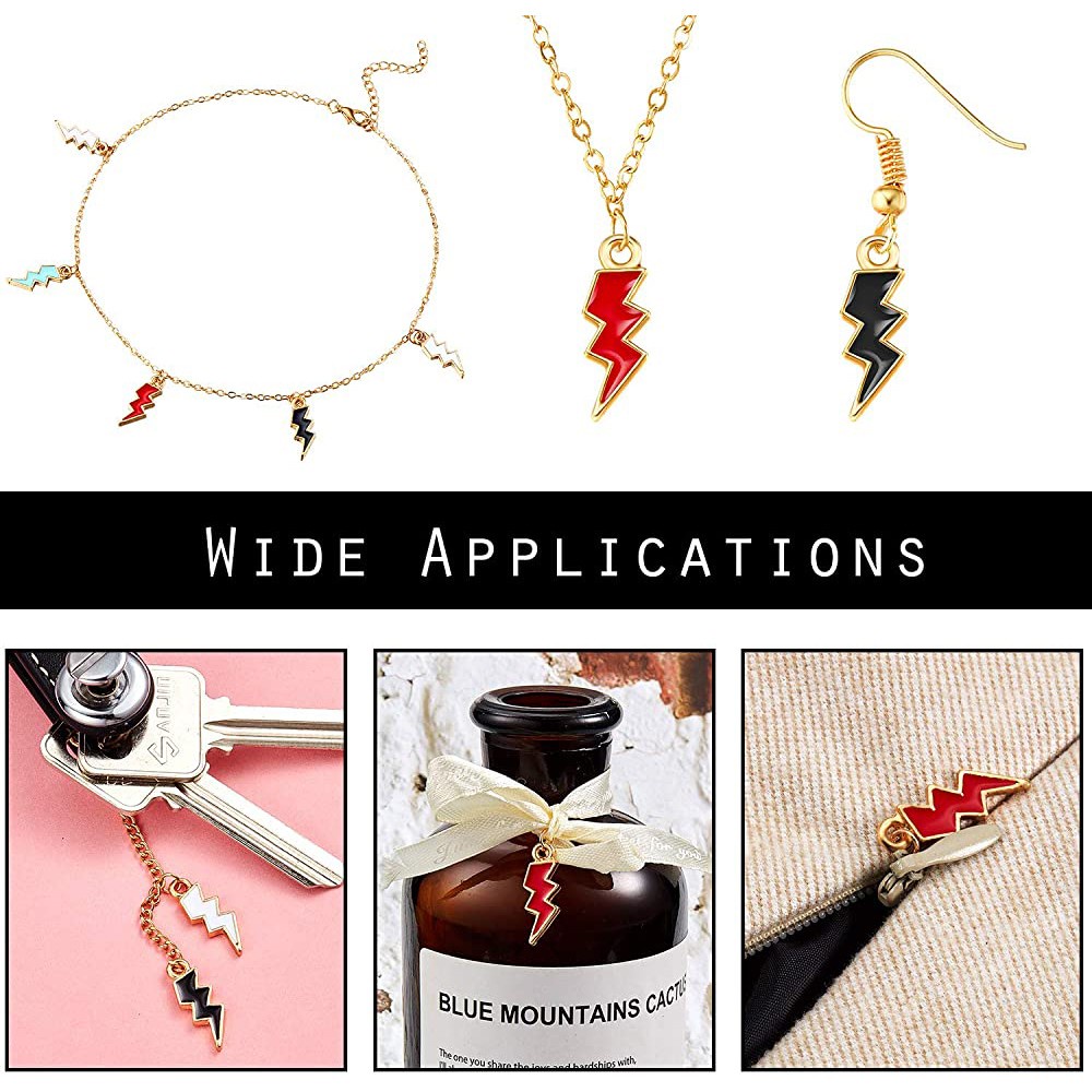 Bộ 10 Mặt Trang Sức Hình Tia Chớp Nhiều Màu Sắc Thời Trang DIY
