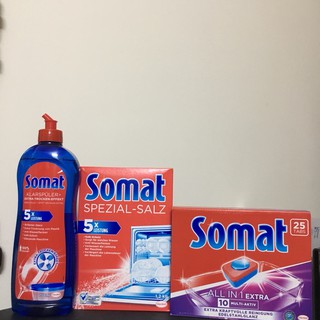 Viên rửa bát SOMAT 25 v+Muối SOMAT 1.2kg+Nước làm bóng bát SOMAT750 ML