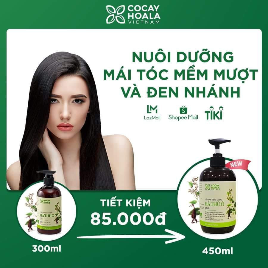 Dầu Gội Hà Thủ Ô 2in1 - Dầu Gội Ngăn rụng tóc, Giảm Rụng Tóc Bạc Tóc chống hói đầu Cocayhoala 300ml