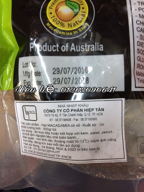 Hạt Mắc ca Úc gói 500gram