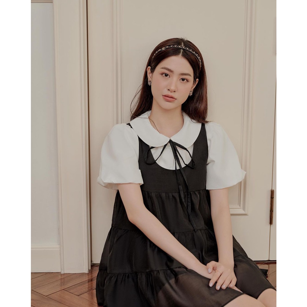 Set váy áo sơ mi nữ tay bồng Linly Store