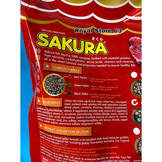 Sakura Gold 35% Protein thức ăn cho các loại cá cảnh túi 2000g